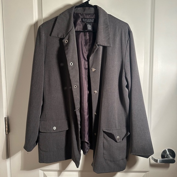 Dialogue Jackets & Blazers - Dialogue Gray Steel Buttoned Jacket